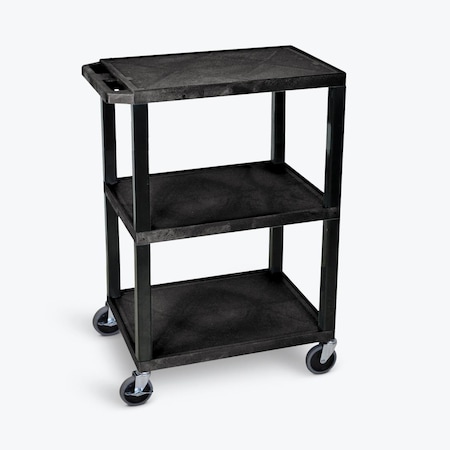 Abacus Tuffy Utility Cart with Three Flat Shelves, Black AB3040044